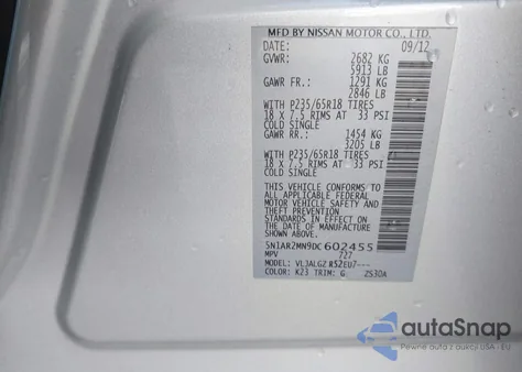 2013 Nissan Pathfinder Sl из США, поврежденный, VIN 5N1AR2MN9DC602455